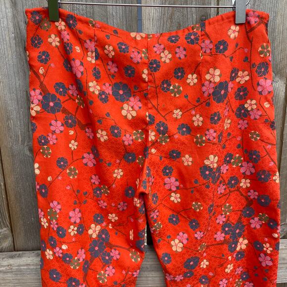 Free People Capri Pants Floral Pull-On Side Tie Casual Red Medium Boho Bohemian - Picture 5 of 7